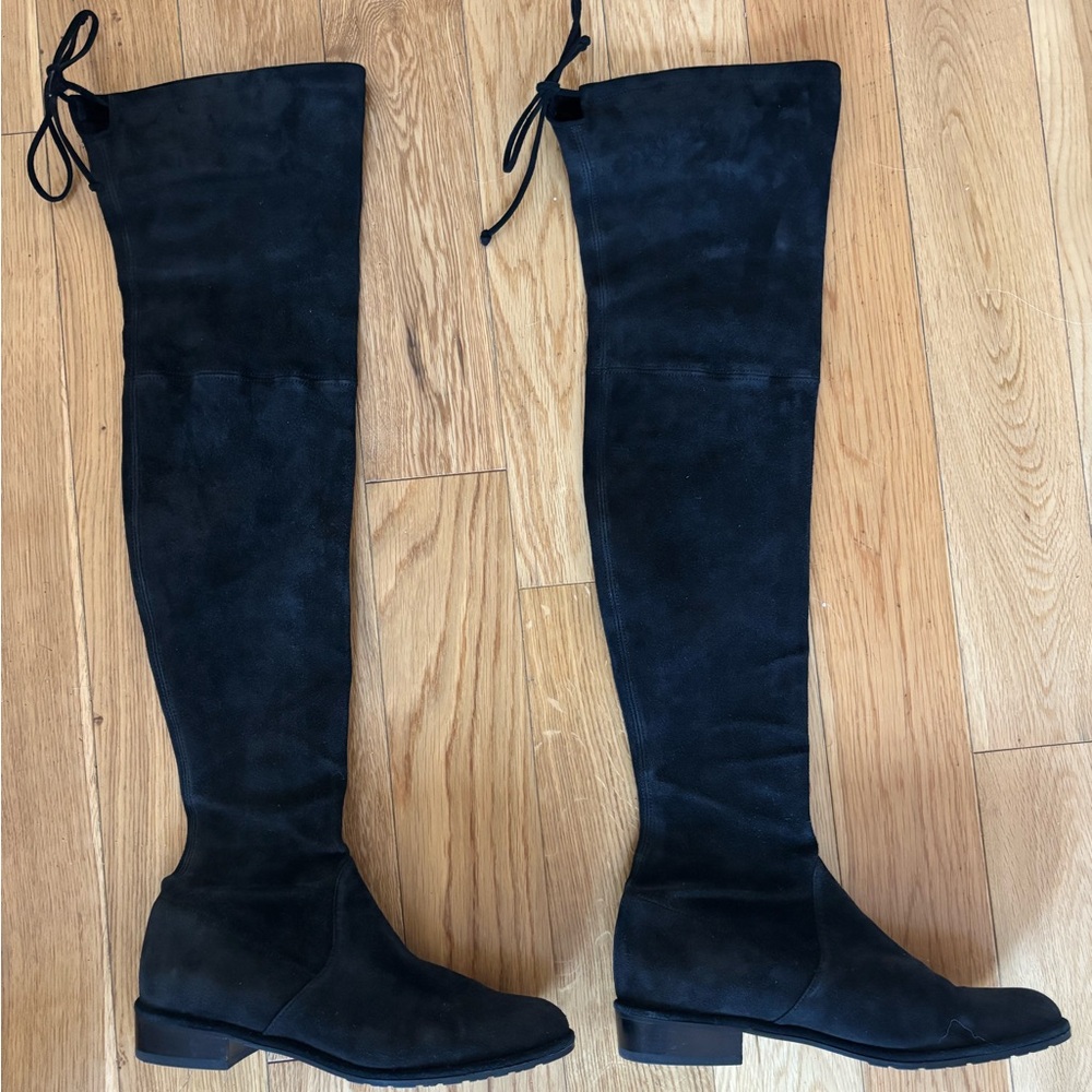 Stuart Weitzman Black Suede Over-the-Knee Boots